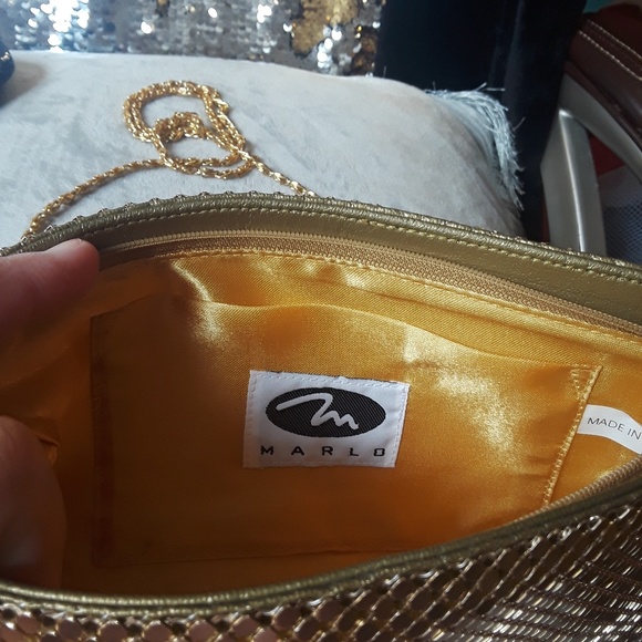 Gold colored sequins club or dinning purse W/CP - Picture 2 of 5